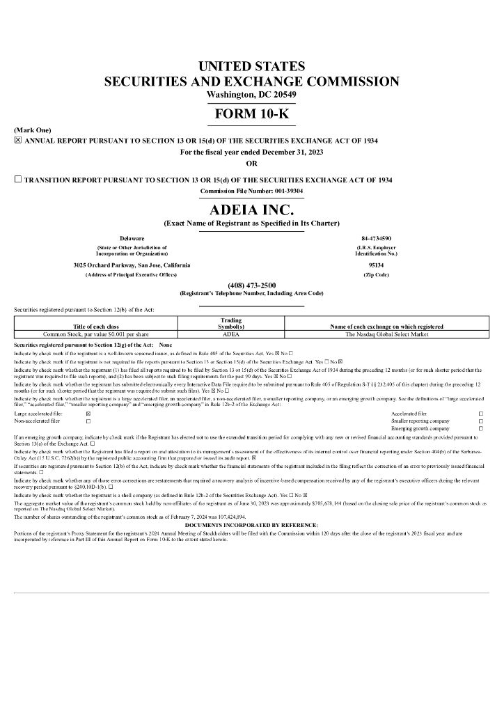 Adeia Inc.（ADEA）2023财年年度报告（英文版）