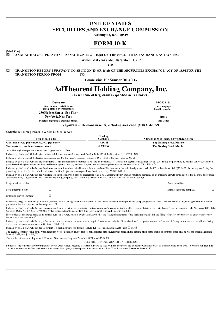 AdTheorent Holding Company, Inc.（ADTH）2023财年年度报告（英文版）