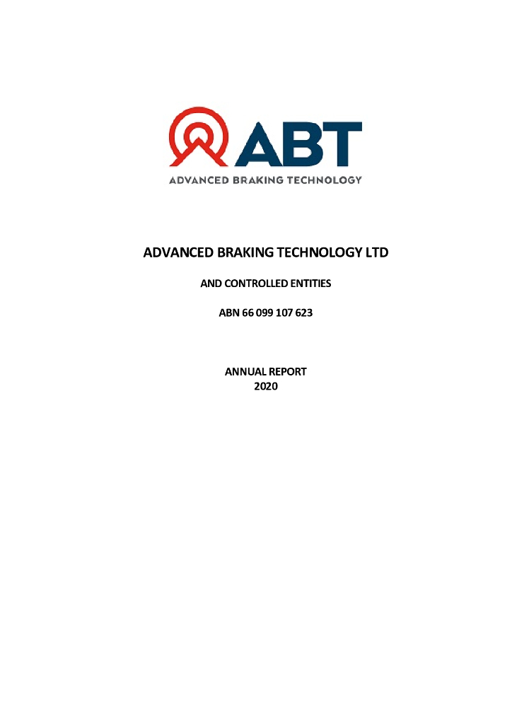 Advanced Braking Technology Limited（ABV）2020财年年度报告（英文版）