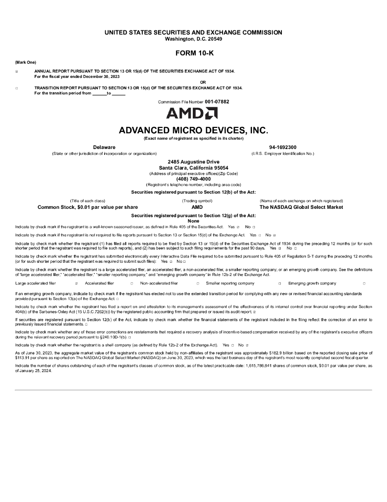 Advanced Micro Devices, Inc.（AMD）2023财年年度报告（英文版）
