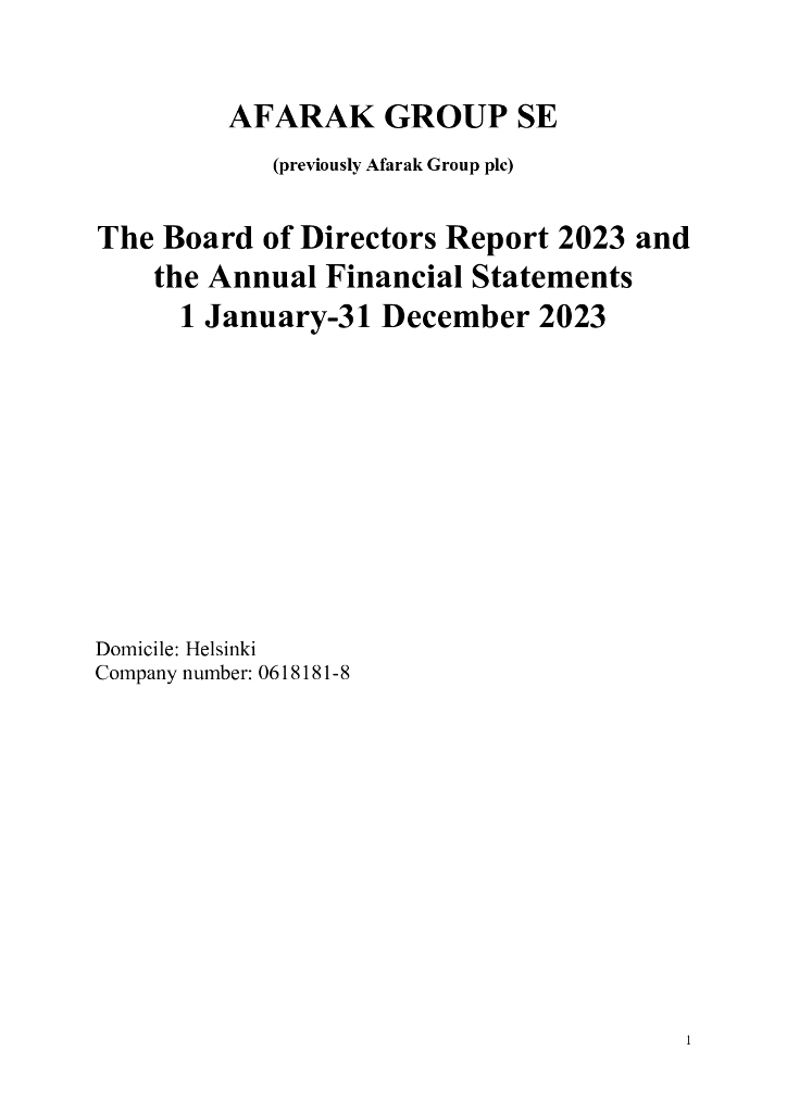 Afarak Group（AFAGR）2023财年年度报告（英文版）