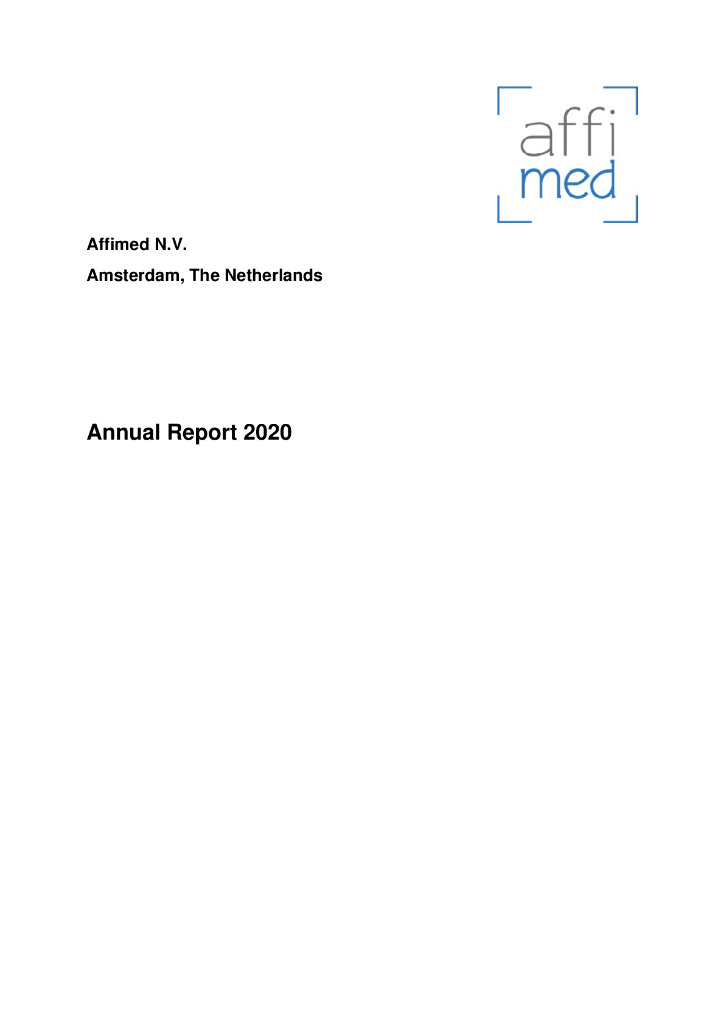 Affimed NV（AFMD）2020财年年度报告（英文版）