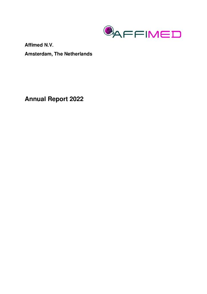 Affimed NV（AFMD）2022财年年度报告（英文版）