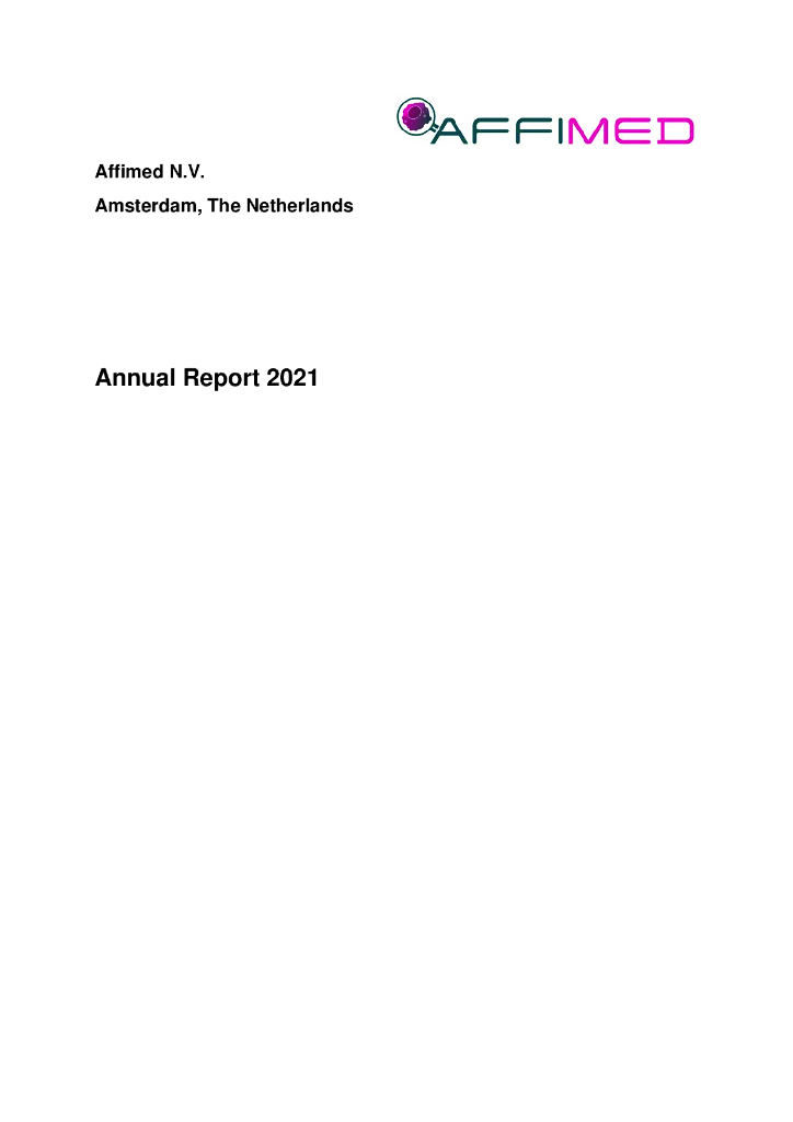 Affimed NV（AFMD）2021财年年度报告（英文版）