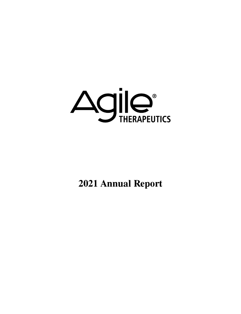 Agile Therapeutics Inc（AGRX）2021财年年度报告（英文版）