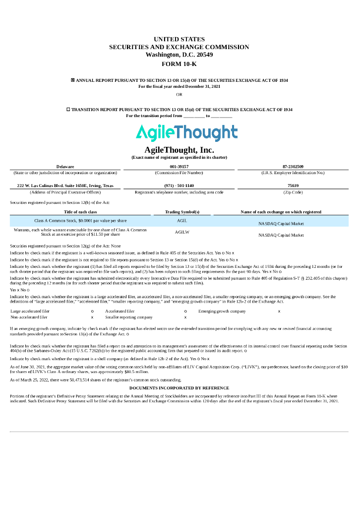 AgileThought, Inc.（AGIL）2021财年年度报告（英文版）