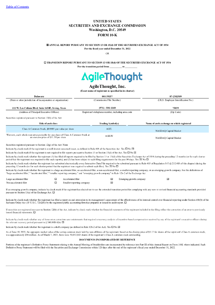 AgileThought, Inc.（AGIL）2022财年年度报告（英文版）