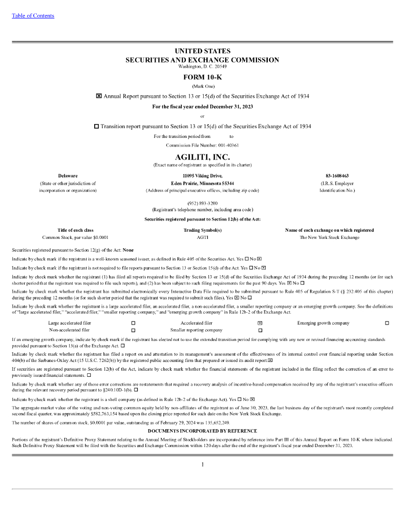 Agiliti, Inc.（AGTI）2023财年年度报告（英文版）