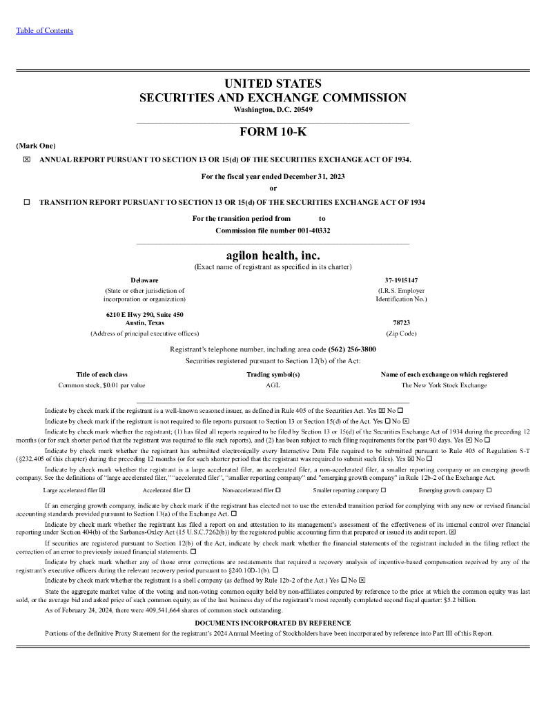 agilon health, inc.（AGL）2023财年年度报告（英文版）