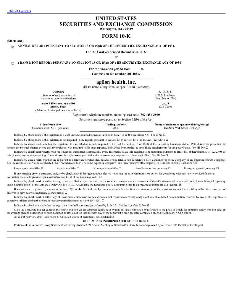 agilon health, inc.（AGL）2022财年年度报告（英文版）