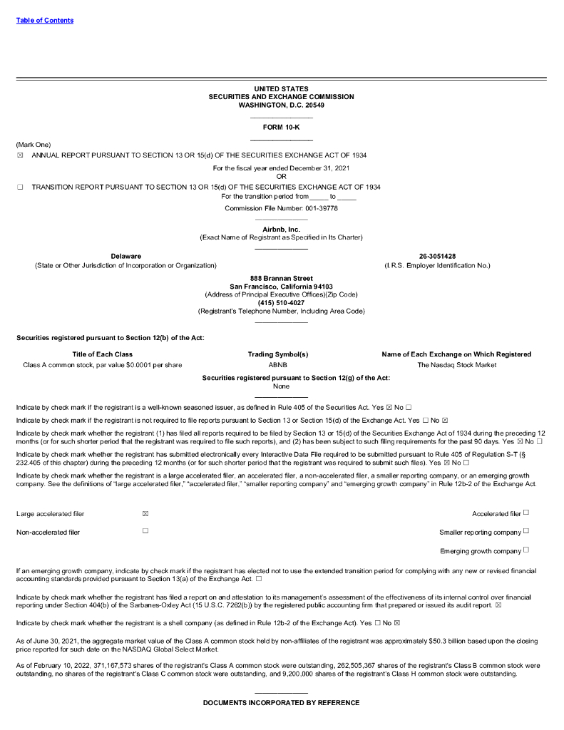 Airbnb, Inc.（ABNB）2021财年年度报告（英文版）