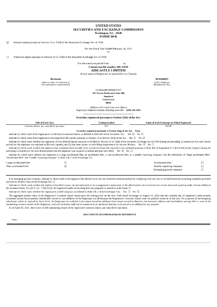 Aircastle Limited（AYR）2020财年年度报告（英文版）