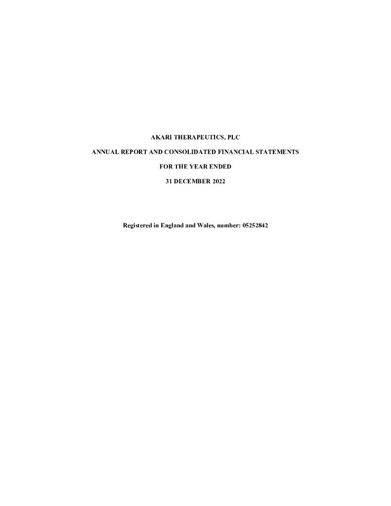Akari Therapeutics Plc（AKTX）2022财年年度报告（英文版）