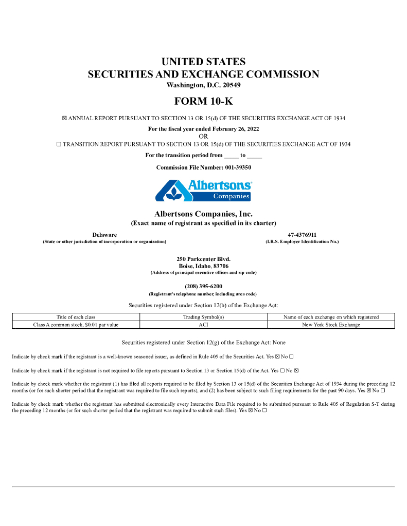 Albertsons Companies, Inc.（ACI）2021财年年度报告（英文版）