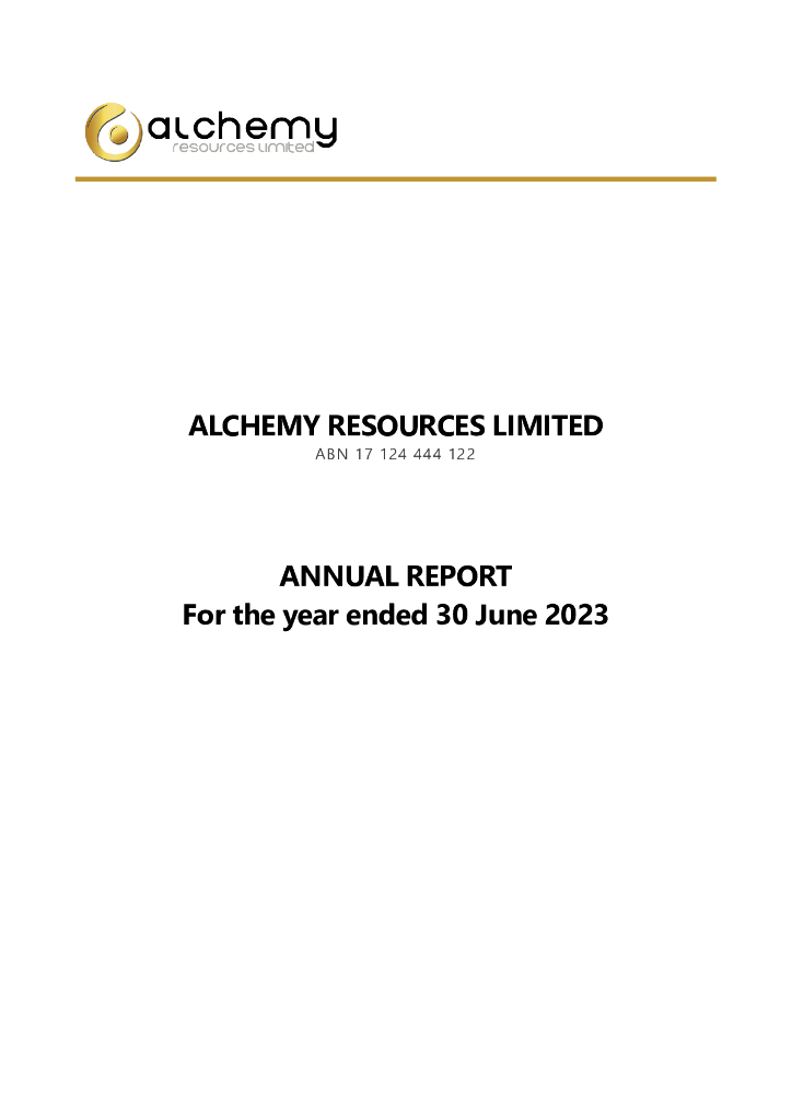 Alchemy Resources Limited（ALY）2023财年年度报告（英文版）