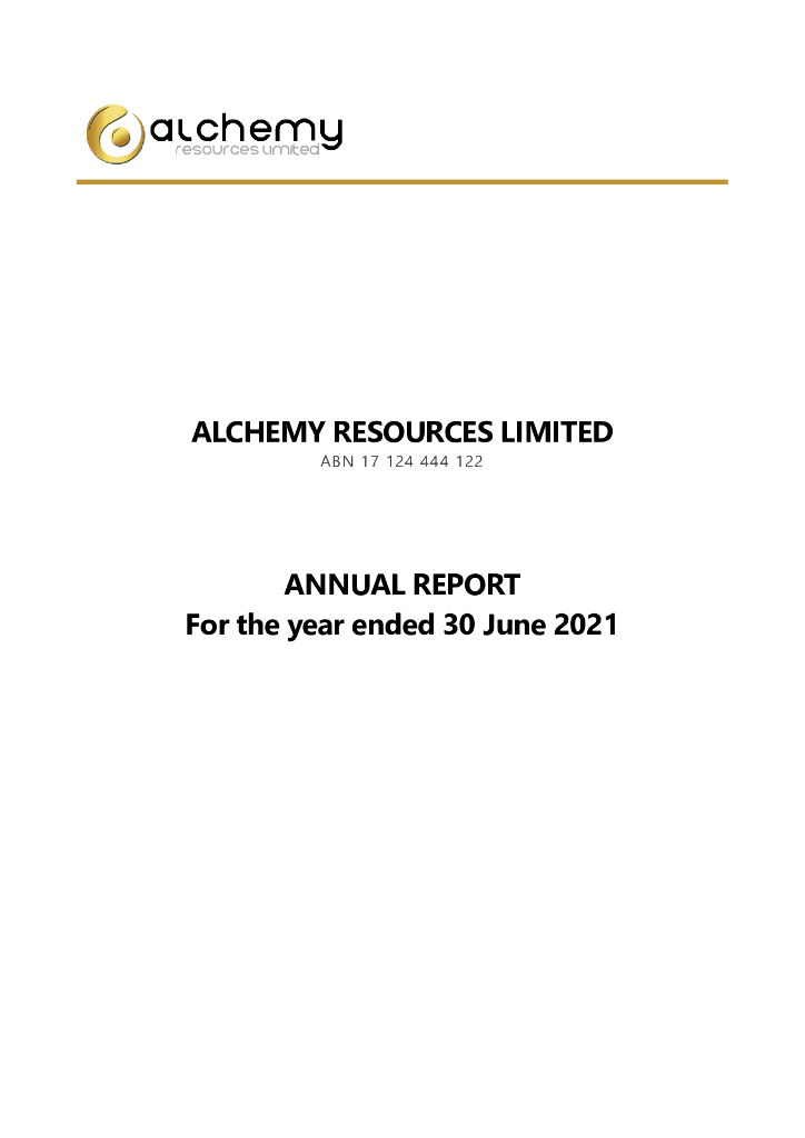 Alchemy Resources Limited（ALY）2021财年年度报告（英文版）