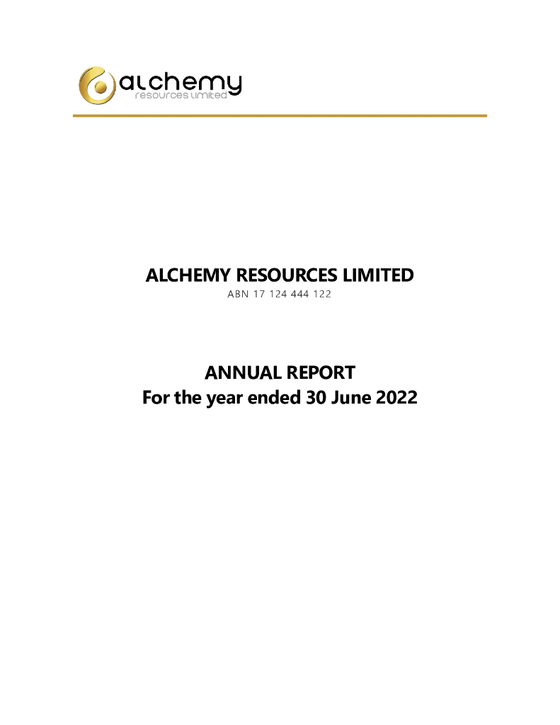 Alchemy Resources Limited（ALY）2022财年年度报告（英文版）