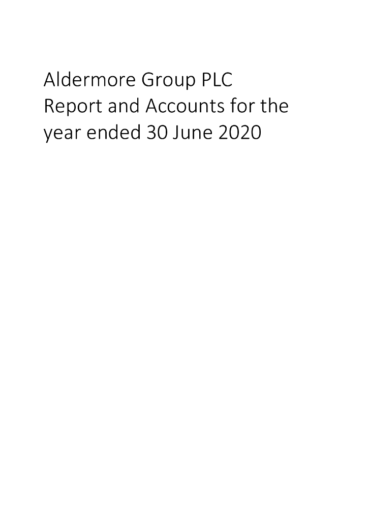 Aldermore Group PLC（ALD）2020财年年度报告（英文版）