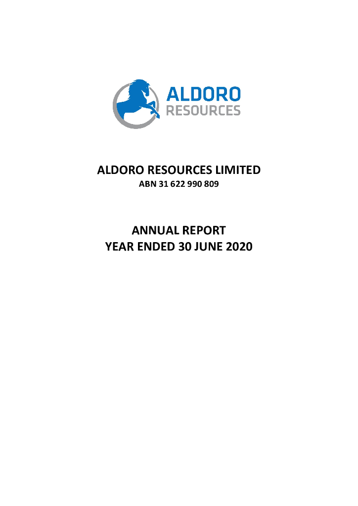 Aldoro Resources（ARN）2020财年年度报告（英文版）