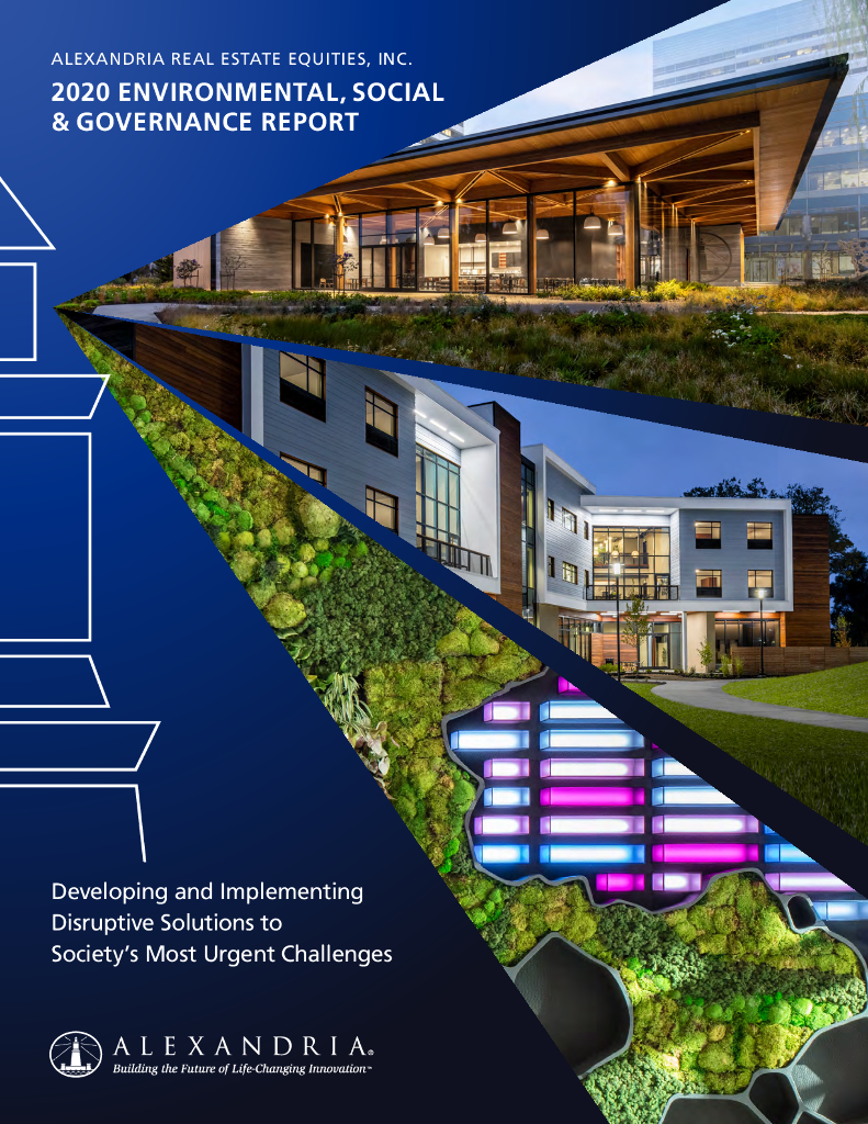 Alexandria Real Estate Equities, Inc.（ARE）2020年ESG报告（英文版）