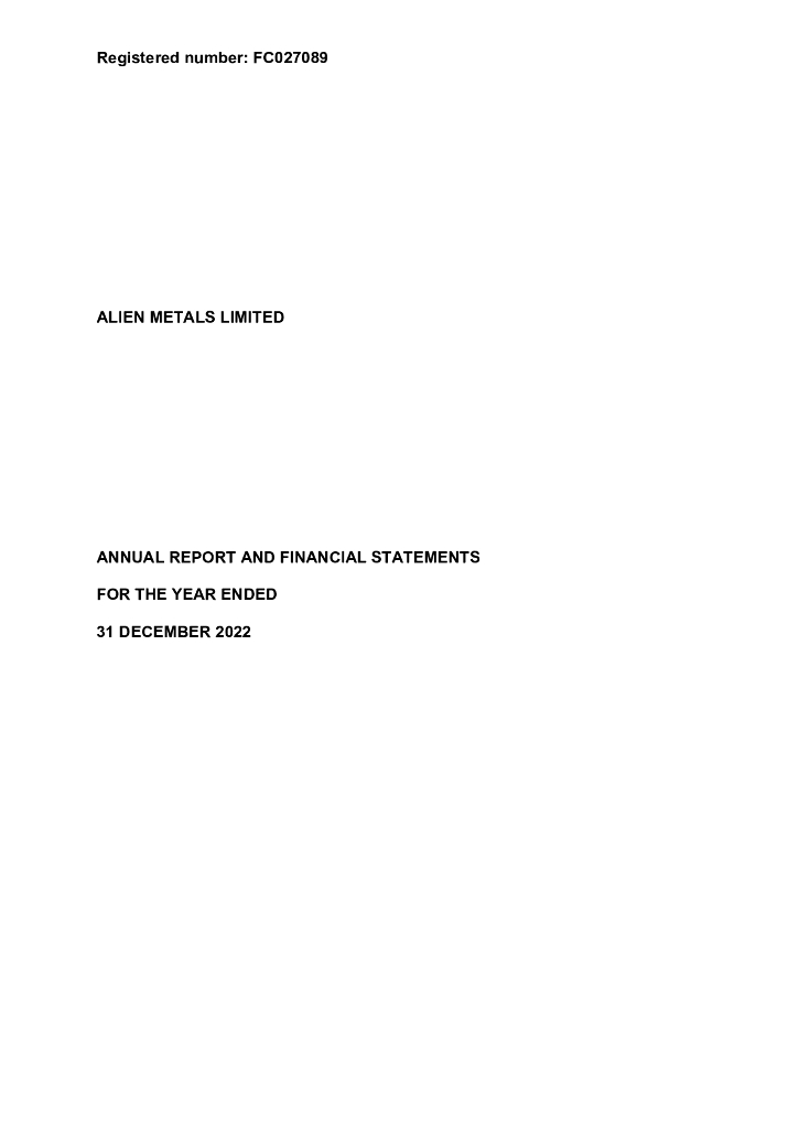 Alien Metals（UFO）2022财年年度报告（英文版）