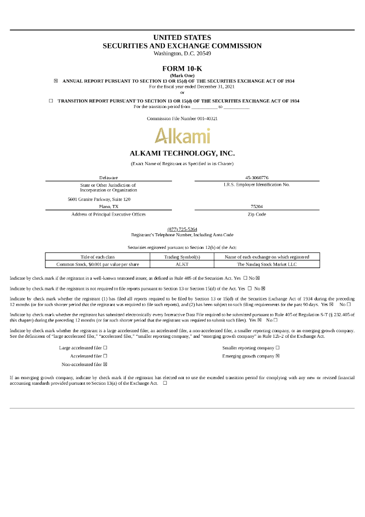 Alkami Technology, Inc.（ALKT）2021财年年度报告（英文版）