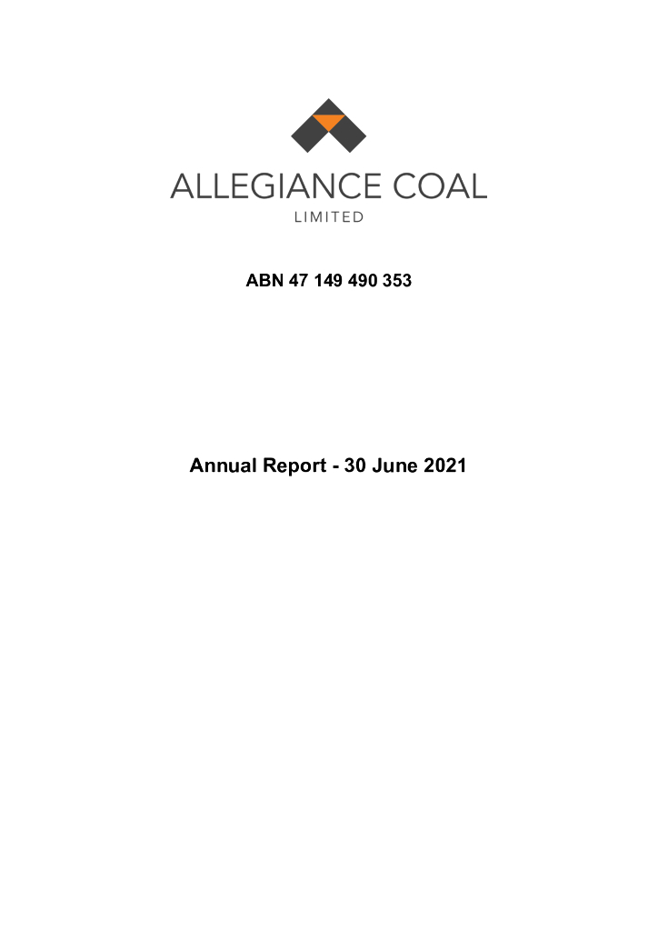 Allegiance Coal Limited（AHQ）2021财年年度报告（英文版）