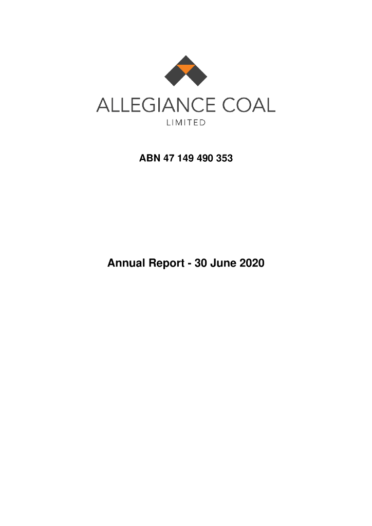 Allegiance Coal Limited（AHQ）2020财年年度报告（英文版）