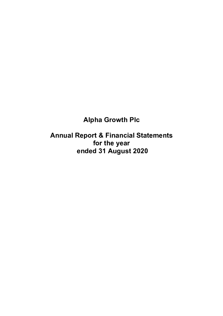 Alpha Growth plc（ALGW）2020财年年度报告（英文版）