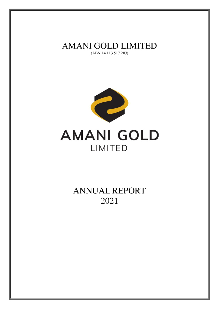 Amani Gold Limited（ANL）2021财年年度报告（英文版）