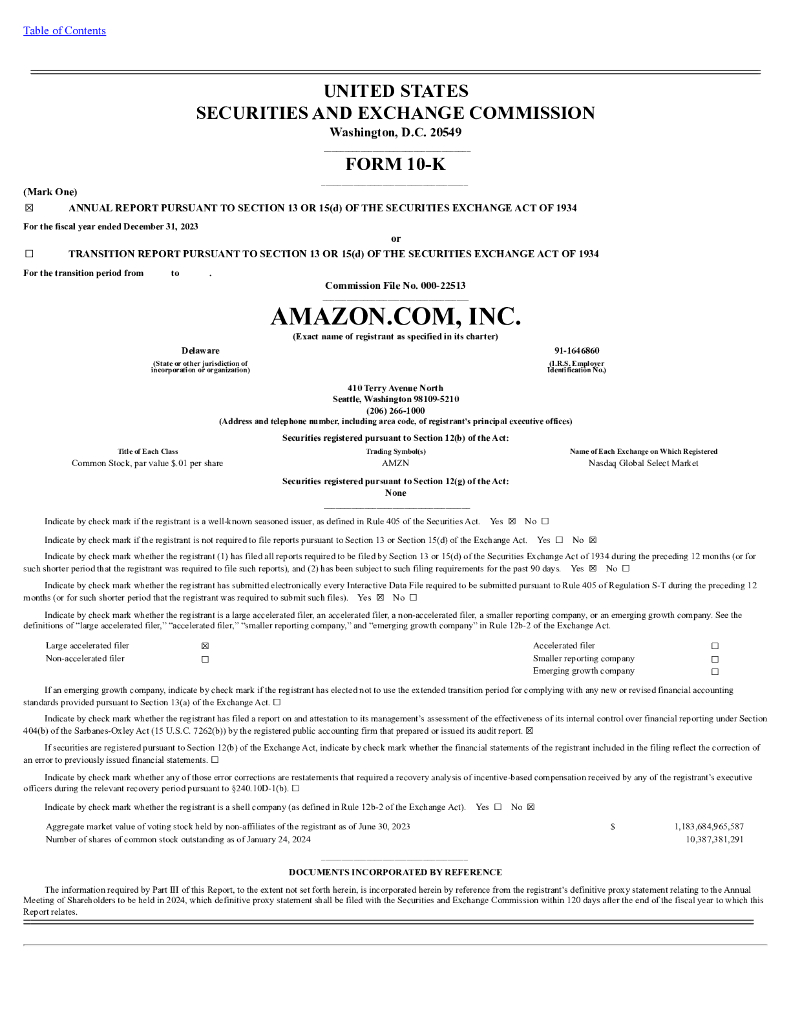 Amazon.com Inc.（AMZN）2023财年年度报告（英文版）
