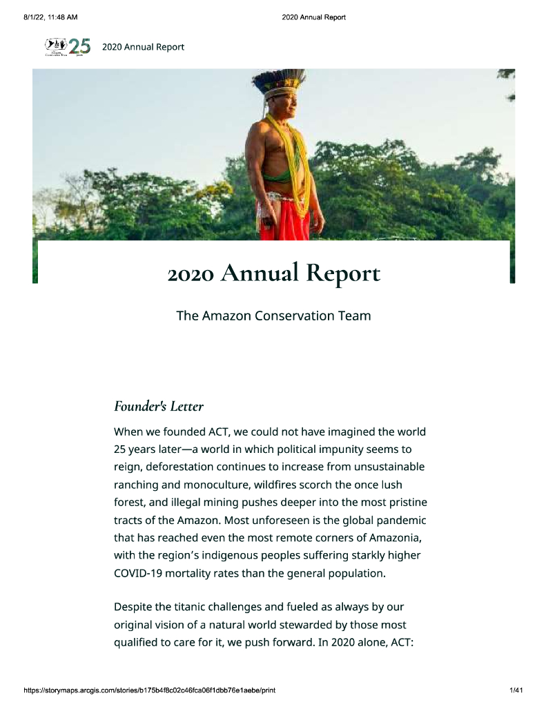 Amazon Conservation Team 2020财年年度报告（英文版）