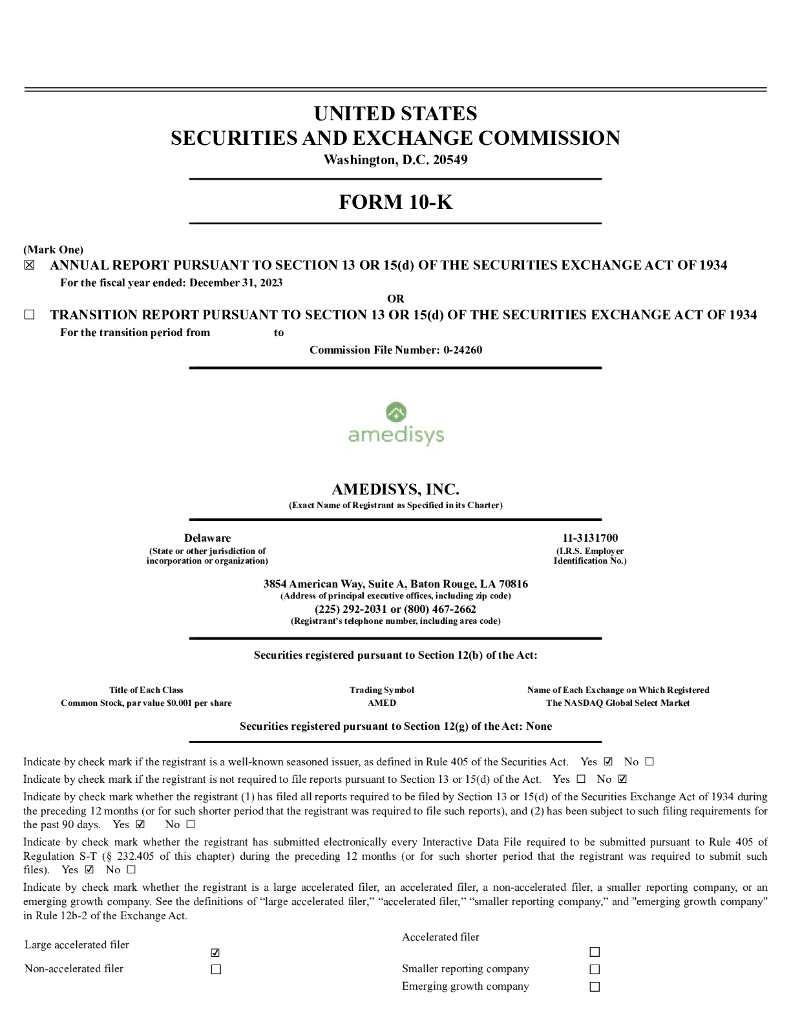 Amedisys Inc.（AMED）2023财年年度报告（英文版）