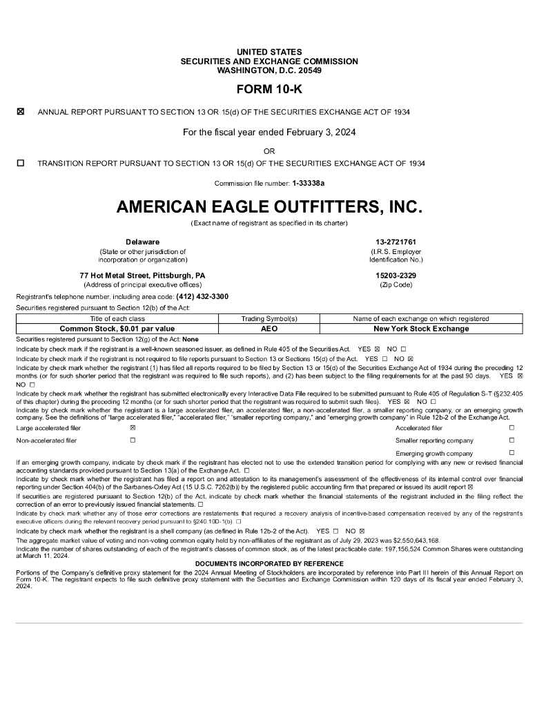 American Eagle Outfitters, Inc.（AEO）2023财年年度报告（英文版）