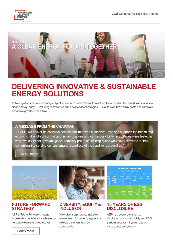 American Electric Power Company, Inc.（AEP）2021年社会责任报告（英文版）