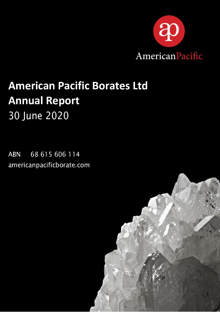 American Pacific Borates Limited（ABR）2020财年年度报告（英文版）