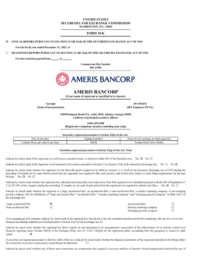Ameris Bancorp（ABCB）2023财年年度报告（英文版）