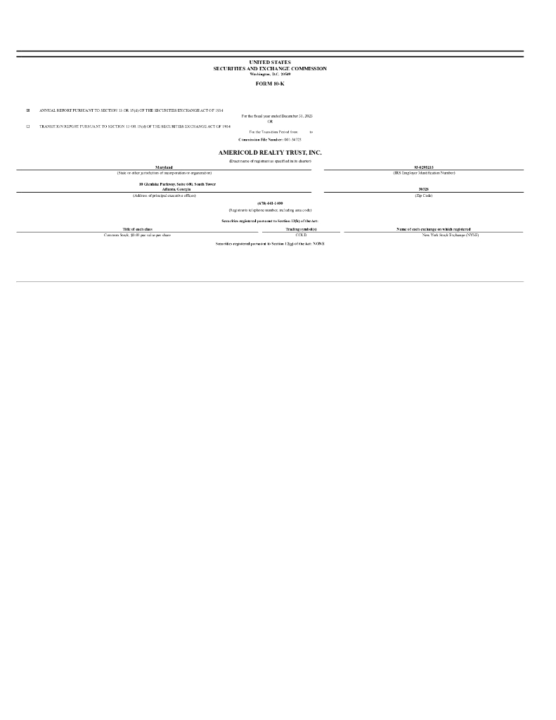 Americold Realty Trust（COLD）2023财年年度报告（英文版）