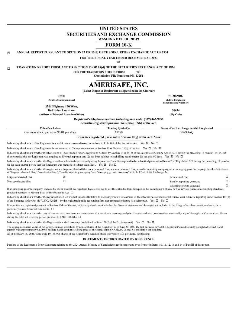 Amerisafe, Inc.（AMSF）2023财年年度报告（英文版）