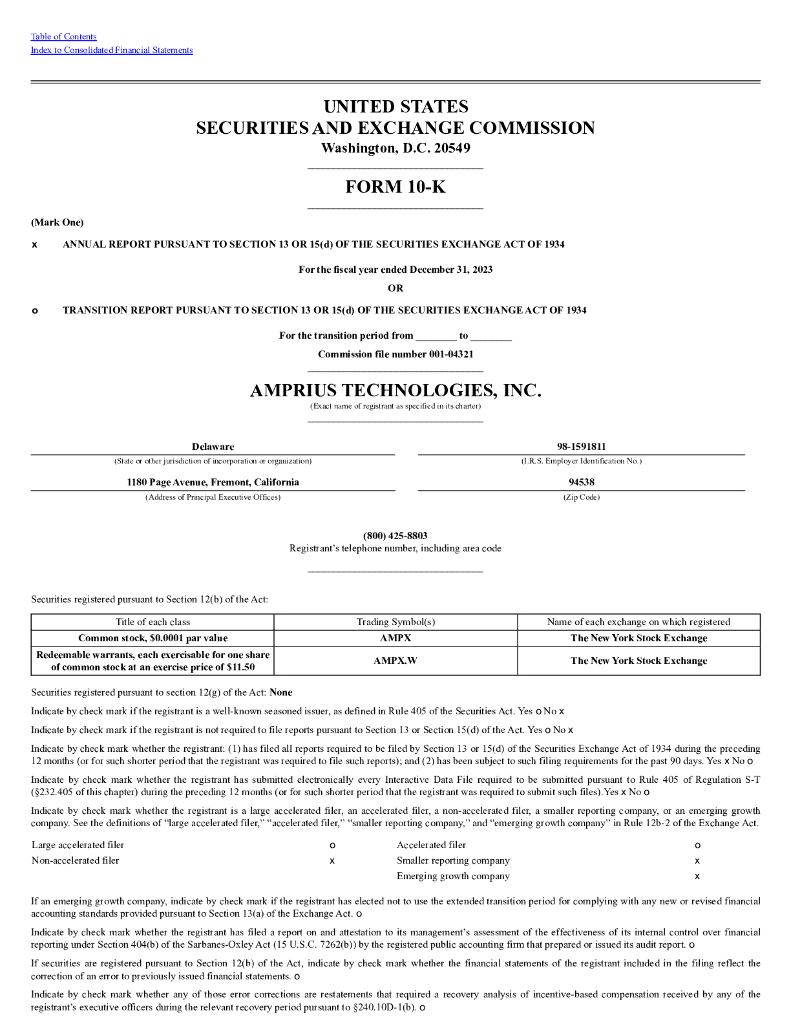 Amprius Technologies, Inc.（AMPX）2023财年年度报告（英文版）