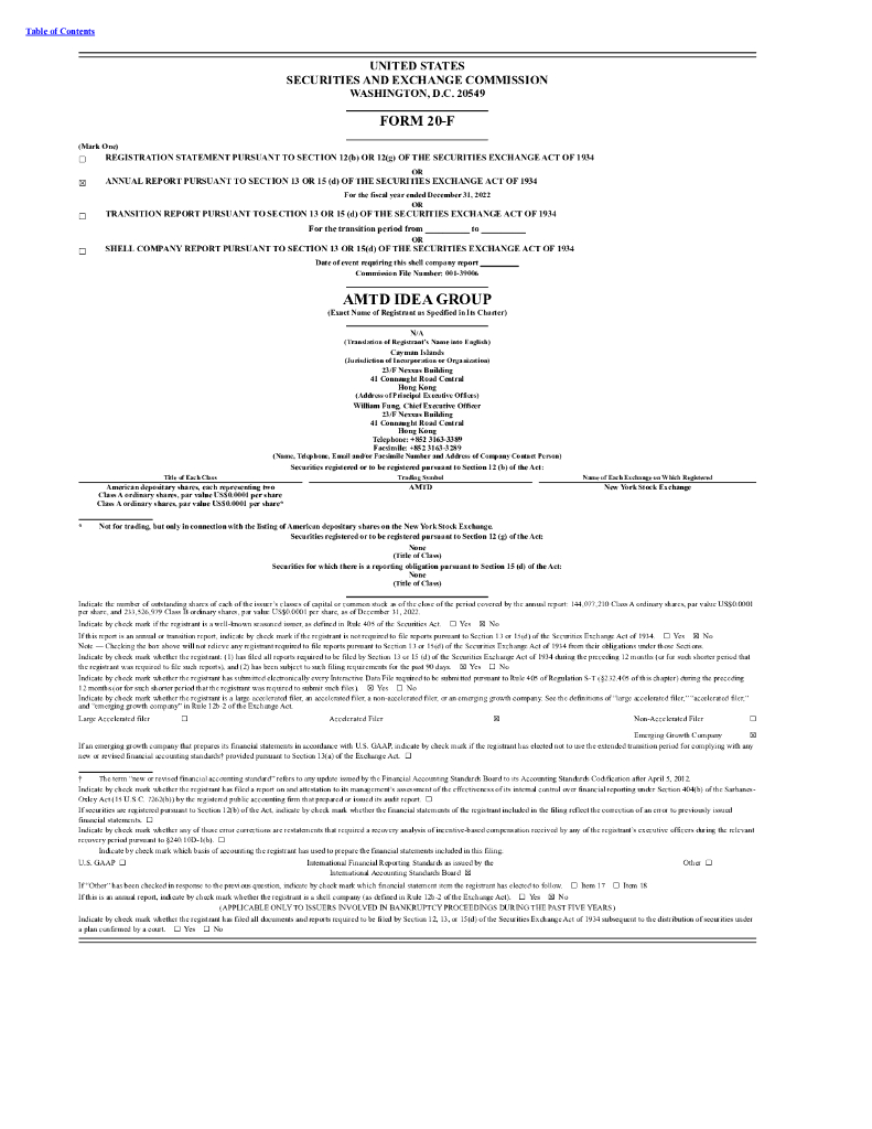 AMTD International Inc.（HKIB）2022财年年度报告（英文版）