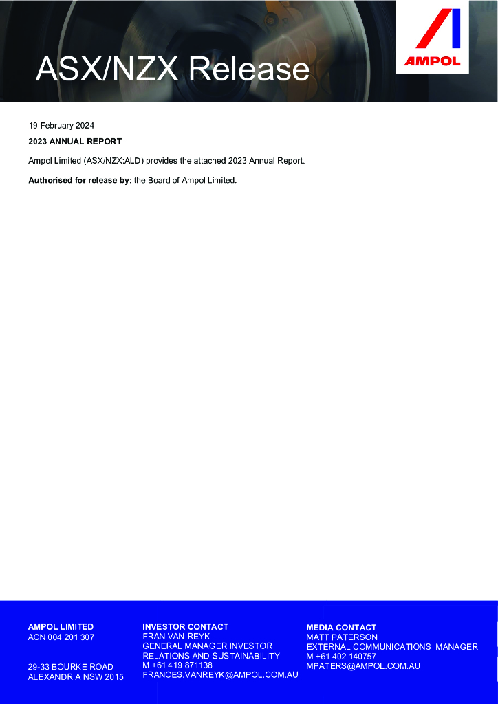 Ampol Limited（ALD）2023财年年度报告（英文版）