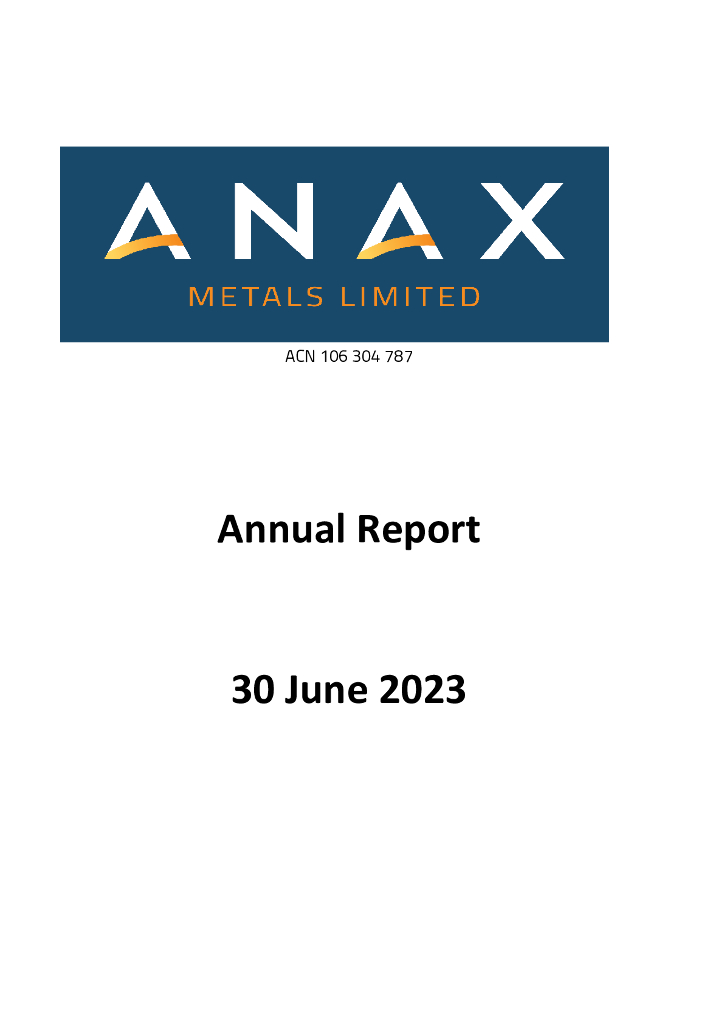 Anax Metals Limited（ANX）2023财年年度报告（英文版）