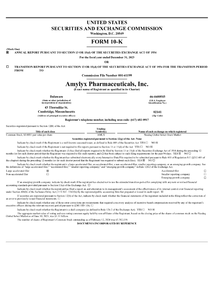 Amylyx Pharmaceuticals, Inc.（AMLX）2023财年年度报告（英文版）