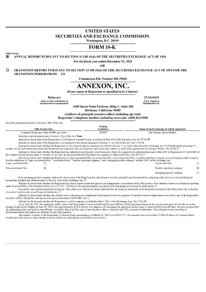 Annexon Biosciences（ANNX）2023财年年度报告（英文版）