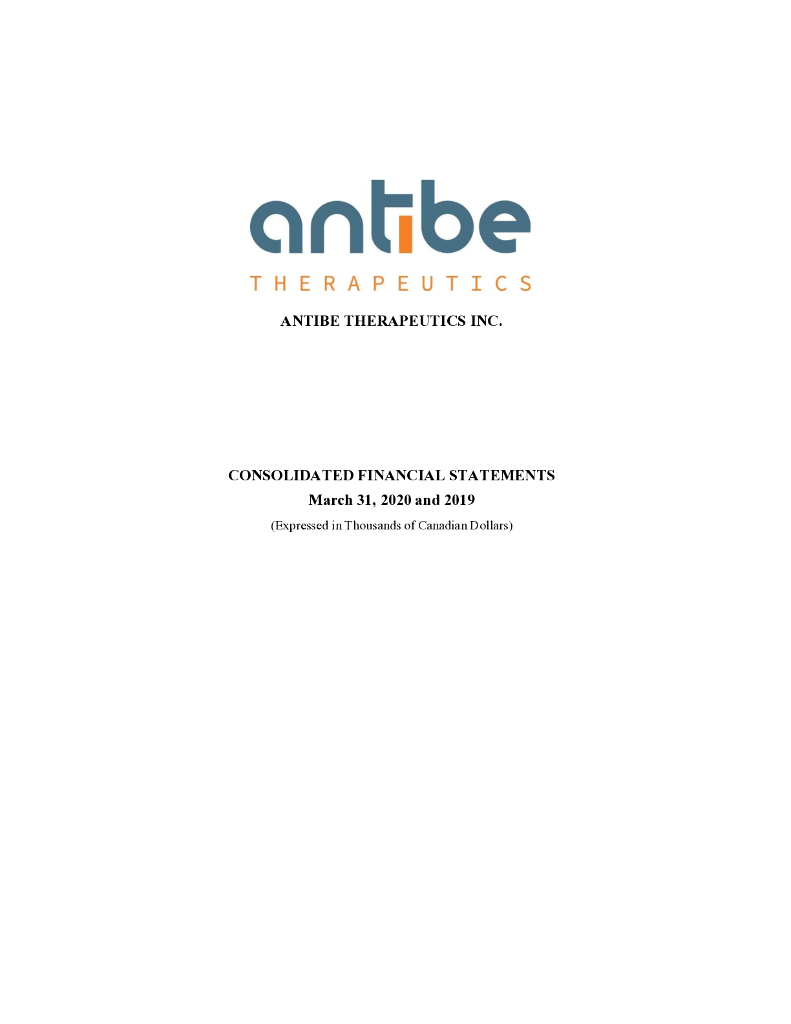 Antibe Therapeutics Inc.（ATE）2020财年年度报告（英文版）