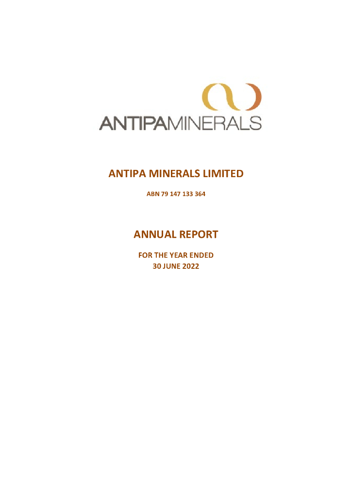 Antipa Minerals（AZY）2022财年年度报告（英文版）