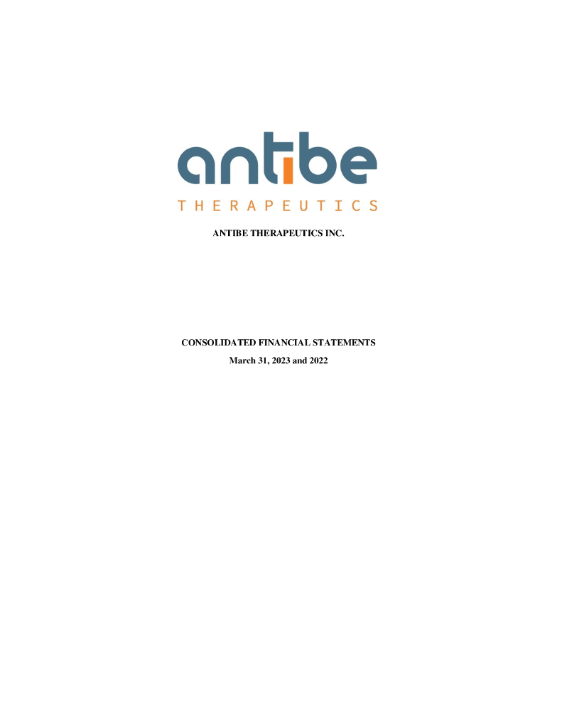 Antibe Therapeutics Inc.（ATE）2023财年年度报告（英文版）