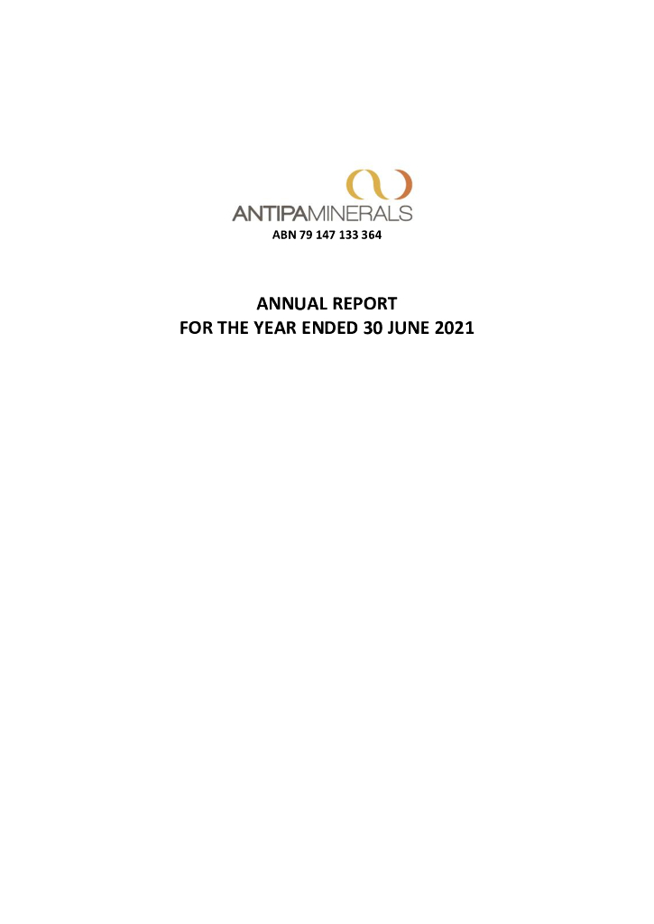Antipa Minerals（AZY）2021财年年度报告（英文版）