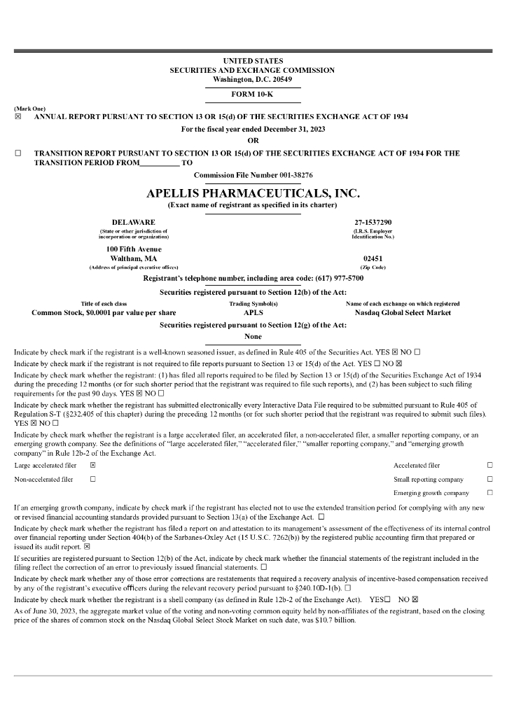 Apellis Pharmaceuticals, Inc.（APLS）2023财年年度报告（英文版）